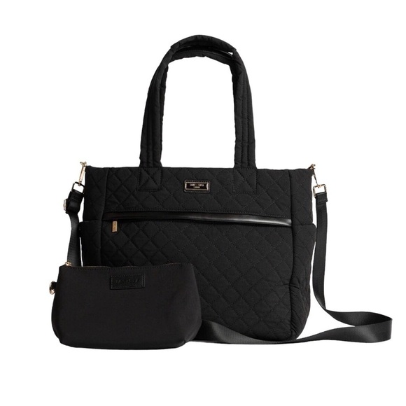 Saint + Sofia Marina Quilted Shopper Bag Black Travel Bag Internal Bag Straps - Picture 2 of 12